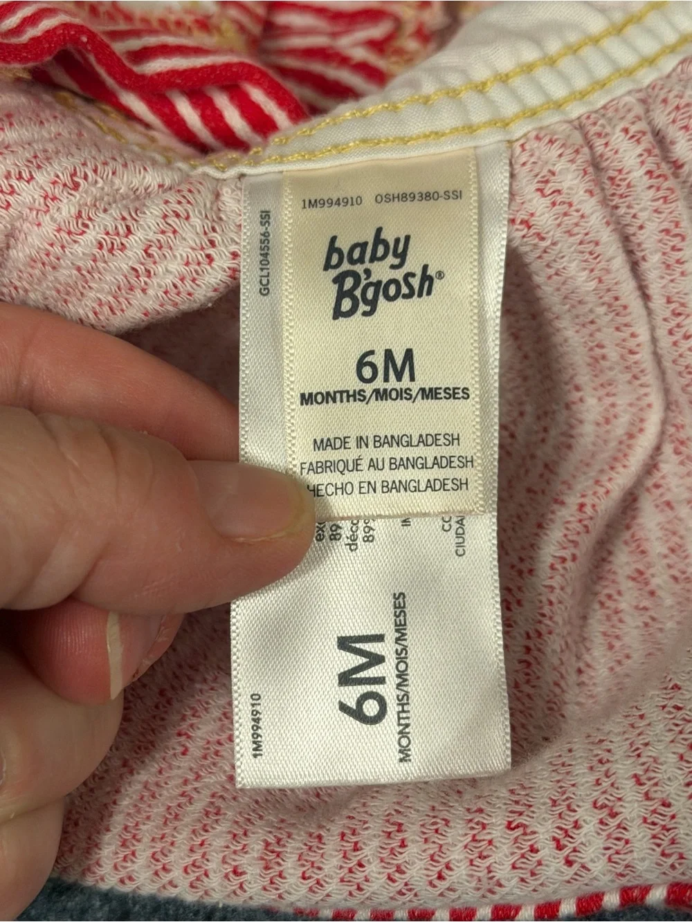 OshKosh BGosh Baby BGosh Red Striped Overall Jumper Dress Sz 6 months